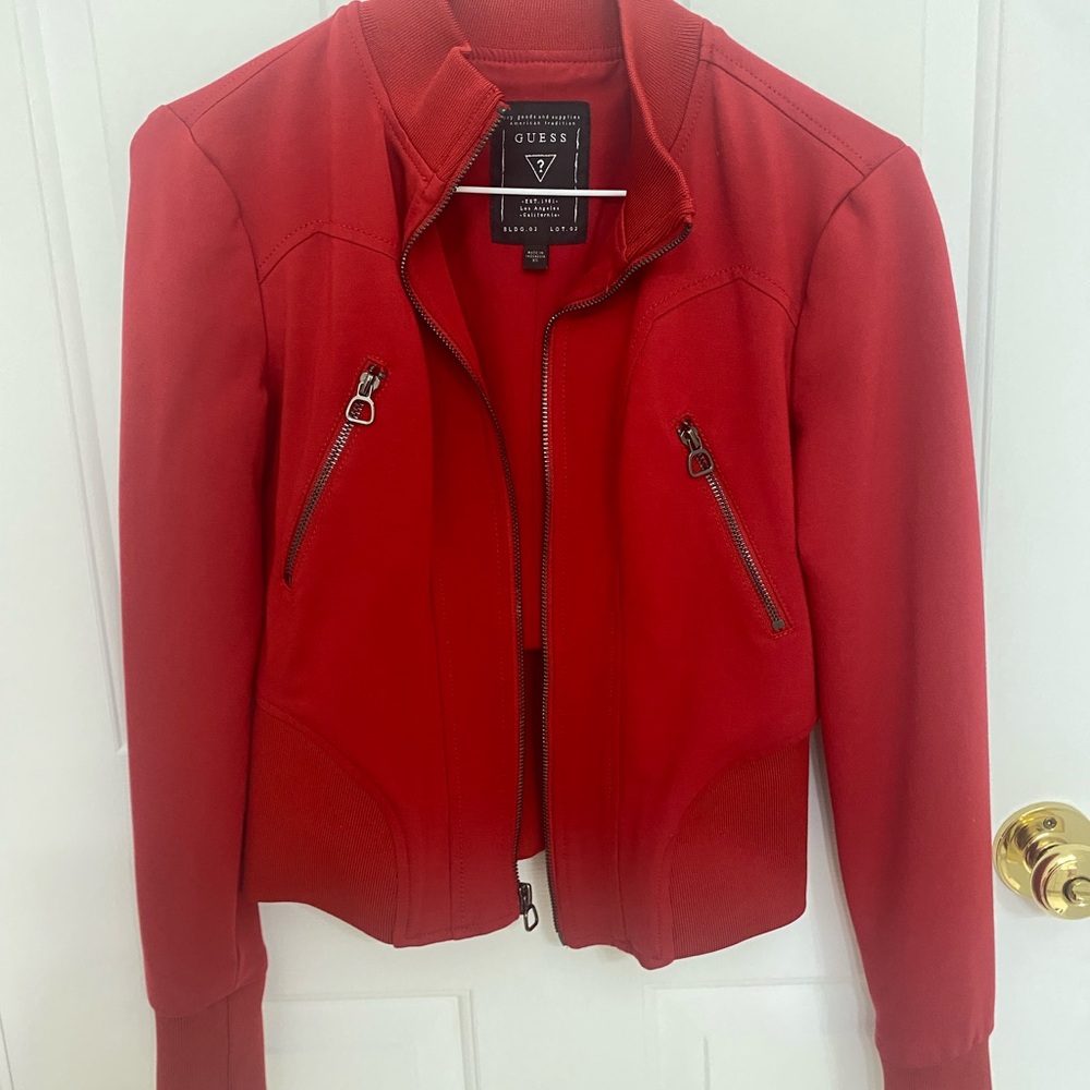 Guess Red Moto Jacket size XS